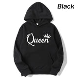 Fashion Men Women Long Sleeve Pullover Hooded Sweatshirts Unisex King and Queen Print Hoodies Casual Streetwear Couple Sweat LANFUBEISI