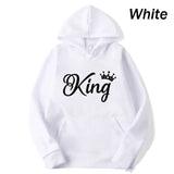 Fashion Men Women Long Sleeve Pullover Hooded Sweatshirts Unisex King and Queen Print Hoodies Casual Streetwear Couple Sweat LANFUBEISI