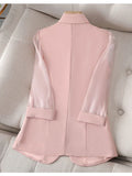 Thin Pink Suit Women's 2022 Spring and Summer New Korean Fashion Slim Three Quarter Sleeves Casual Jacket Lady Office Blazer LANFUBEISI