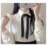 Hot Sales Women Cute Sweet Girls Preppy Style Tops Blouses Formal FLHJLWOC Office Lady Basic White Button Shirts LANFUBEISI