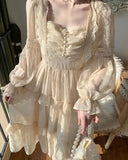 Court Vintage Fairy Dress Women Sweet Ruffles High Waist Elegant Princess Dress Female 2022 Summer Casual Classy Party Dress New LANFUBEISI