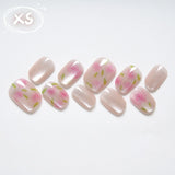 10Pcs Handmade Nail Set French Cat Eyes Red Nails Long Press on Nails Almond Reusable Acrylic Fake Nails with Glue Stick-on LANFUBEISI