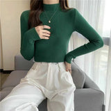 New Knitting Pullover Sweater Long Sleeve Bottom Shirt Slim Turtleneck Sweaters Autumn Winter Soft Blouse Jumpers For Women 2023 LANFUBEISI