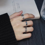 3Pcs/Set Vintage Rings for Women Simple Gothic Roman Numeral Adjustable Opening Ring Set Punk Hip Hop Party Jewelry Accessories LANFUBEISI