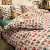 LANFUBEISI Kawaii Bedding Set Kids Adult Flat Sheet Duvet Cover Pillowcase Single Double Full Size Bed Linen Floral Cherry Home Textile LANFUBEISI