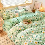 LANFUBEISI Floral Bedding Set with Duvet Cover No Filling Flat Sheet with Pillowcases 2024 New Kids Queen Full Size Boys Girls Bed Linen