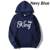 Fashion Men Women Long Sleeve Pullover Hooded Sweatshirts Unisex King and Queen Print Hoodies Casual Streetwear Couple Sweat LANFUBEISI