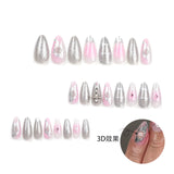 3D Y2K Style Droplet Sensation Fake Nails Starlight Love Pink Color Full Cover Artificial False Nails For Women Daily Salon Use LANFUBEISI