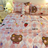 LANFUBEISI Floral Bedding Set with Duvet Cover No Filling Flat Sheet with Pillowcases 2024 New Kids Queen Full Size Boys Girls Bed Linen LANFUBEISI