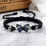 LANFUBEISI Hot Gift Gray Butterfly Fashion Bracelet Classic Black White Braided Rope Chain Handmade Bracelets for Women Men Adjustable Jewelry