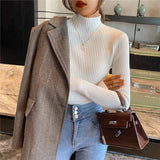 Women Sweaters Cute Button Up O-Neck Long Sleeve Pullovers Autumn Knitted Bottoming Shirts Korean Single Breasted Undercoat Tops LANFUBEISI