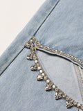 Rhinestones Embroidered  Flares Jeans For Women High Waist Patchwork Button Hollow Out Summer Wide Leg Pants Female Fashion New LANFUBEISI