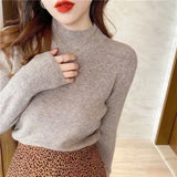 2023 Fashion Solid Color Turtleneck Women Autumn Winter Knitted Sweaters Basic Primer Pullovers Korean Sweater Slim-fit Pullover LANFUBEISI