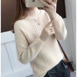 WTEMPO Spring Autumn Winter Knitwear Women Sweaters Fashion Casual Warm Knit Cable Jumper Female Turtleneck Sweater LANFUBEISI