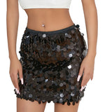 WPNAKS Women Glitter Mini Skirt Summer Clothes High Waist Disco Sequin Skirt Female Clothing Sexy Club Streetwear LANFUBEISI