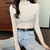 New Knitting Pullover Sweater Long Sleeve Bottom Shirt Slim Turtleneck Sweaters Autumn Winter Soft Blouse Jumpers For Women 2023 LANFUBEISI