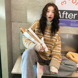 LANFUBEISI Winter Knitwear Pullover Sweaters For Women Top Blue Vintage Long Loose Autres Sweats Warm Korea Fashion Kawaii Jersey Jumper LANFUBEISI