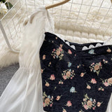 YuooMuoo Chic Korean Fashion Women Blouses 2023 New Autumn Long Sleeve Patchwork Floral Print Black Short Top Lady Blusas LANFUBEISI