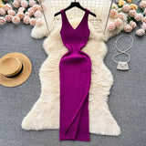 YuooMuoo Women Dress Sexy V-neck Slim Elastic Ribbed Knitted One Piece Bodycon Dress Streetwear Lady Vestidos LANFUBEISI