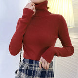 New Knitting Pullover Sweater Long Sleeve Bottom Shirt Slim Turtleneck Sweaters Autumn Winter Soft Blouse Jumpers For Women 2023 LANFUBEISI