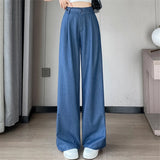 Vintage Women's Denim Jeans Women's Wide Leg Pants 2024 New Summer Spring High Waist Casual Loose Trousers Female LANFUBEISI