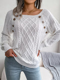 Women Casual Square Collar Buttons Long Sleeve Knitted Pullovers And Sweaters For Autumn Winter 2023 LANFUBEISI