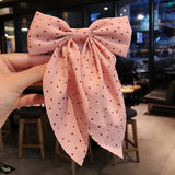 Korean Style Dots Floral Big Bow Hair Clips For Women Elegant Ponytail Hairpins Girl Hair Accessories Barrette Gift Wholesale LANFUBEISI