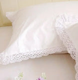 1 piece Princess Pure White Double Layer Lace Flounced Cotton Wedding Pure Cotton Bedding Pillowcase pillow cover fall decor LANFUBEISI