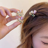 New exquisite flower pearl small clip clip hair clip ladies pink sweet broken hair side bangs clip hair accessories headdress LANFUBEISI