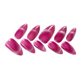 10Pcs Handmade Nail Set French Cat Eyes Red Nails Long Press on Nails Almond Reusable Acrylic Fake Nails with Glue Stick-on LANFUBEISI