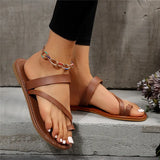 Summer Solid Color Flat Sandals Fashion Open Toe Outdoor Slippers Casual Beach Women's Shoes Plus Size  Zapatos De Mujer Slides LANFUBEISI