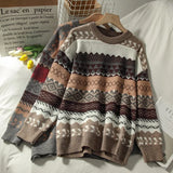 LANFUBEISI Sweater female art retro new fashion autumn and winter student Japanese diamond jacquard pullover