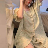 Ruffles Women Pajamas Sets for Home Summer Floral Sleepwear Shorts Sleeve Lace 2 Pieces Button Night Wears Korean Home Suit 2024 LANFUBEISI