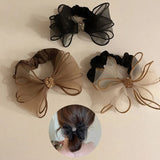 New Bowknot Mesh Scrunchies Headwear Girls Elastic Hair Bands Head Rope Tie Ponytail Hair Circle Woman Headdress Accessories LANFUBEISI