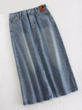 KarSaNy Women Long Denim Skirts Vintage Back Slit High Waist Jean Skirt 2024 Bodycon Maxi Blue Straight Denim Skirts For Women LANFUBEISI