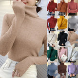 New Knitting Pullover Sweater Long Sleeve Bottom Shirt Slim Turtleneck Sweaters Autumn Winter Soft Blouse Jumpers For Women 2023 LANFUBEISI