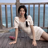 Y2K Ladies Sexy Slim Dress 2024 Summer Mini Bodycon Dress Short Style Solid Color Elegant One Piece Korean Style Women's Dress LANFUBEISI