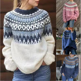 2023 Autumn and Winter Womens Sweater Acrylic Thick Needle Thick Jacquard Wool Sweater LANFUBEISI