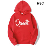 Fashion Men Women Long Sleeve Pullover Hooded Sweatshirts Unisex King and Queen Print Hoodies Casual Streetwear Couple Sweat LANFUBEISI