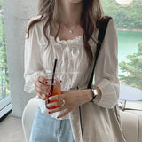 New Spring Women White Linen Cotton Blouses Girls Casual Shirt Women Long Sleeve Tops Korean Femme Soft Blusas LANFUBEISI