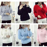 LANFUBEISI Winter Imitate Mink Wool Hot Fleecing Female O-neck Long Puff Sleeve  Elastic Casual Sweater Women Knitted Tops Pullovers Solid