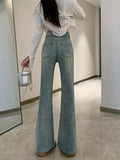 Summer Bule Y2k Elegant Jeans Women High Waist France Designer Flare Pants Female Bodycon Korean Fashion Denim Pants 2023 New LANFUBEISI