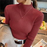 Women Sweaters Cute Button Up O-Neck Long Sleeve Pullovers Autumn Knitted Bottoming Shirts Korean Single Breasted Undercoat Tops LANFUBEISI