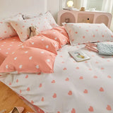 LANFUBEISI Kawaii Bedding Set Kids Adult Flat Sheet Duvet Cover Pillowcase Single Double Full Size Bed Linen Floral Cherry Home Textile LANFUBEISI