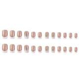 LANFUBEISI Fake Fingernails Full Cover Press On Nails 24Pcs Short Square False Nails With Jelly Adhesive Glitter Gradient Design Detachable