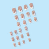 Fake Fingernails Full Cover Press On Nails 24Pcs Short Square False Nails With Jelly Adhesive Glitter Gradient Design Detachable LANFUBEISI