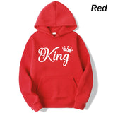 Fashion Men Women Long Sleeve Pullover Hooded Sweatshirts Unisex King and Queen Print Hoodies Casual Streetwear Couple Sweat LANFUBEISI