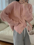 Autumn Vintage Knitted Sweater Women Winter Japanese Style Sweet Solid Cardigan Female O-neck Loose Casual Sweater Tops LANFUBEISI