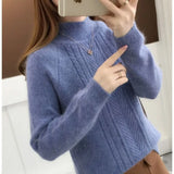 WTEMPO Spring Autumn Winter Knitwear Women Sweaters Fashion Casual Warm Knit Cable Jumper Female Turtleneck Sweater LANFUBEISI