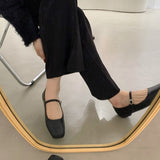 LANFUBEISI Spring Square Toe Ballet Shoes Fashion Low Heel Mary Jane Shoes Casaul Silver Shallow Buckle Soft Sole Shoes LANFUBEISI